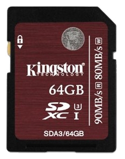 Карта памяти Secure Digital HC/U3  64Gb Kingston