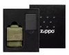 Подарочный набор Zippo 49400 - Black Crackle + зелёный чехол