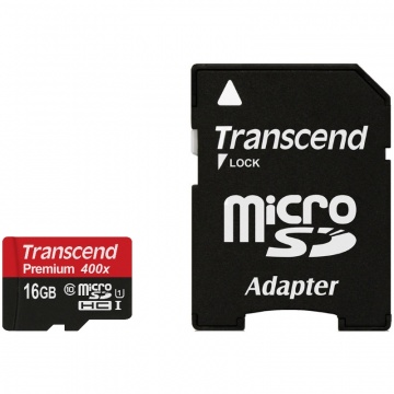 Карта памяти Micro Secure Digital HC/10 16Gb Transcend Premium 400x